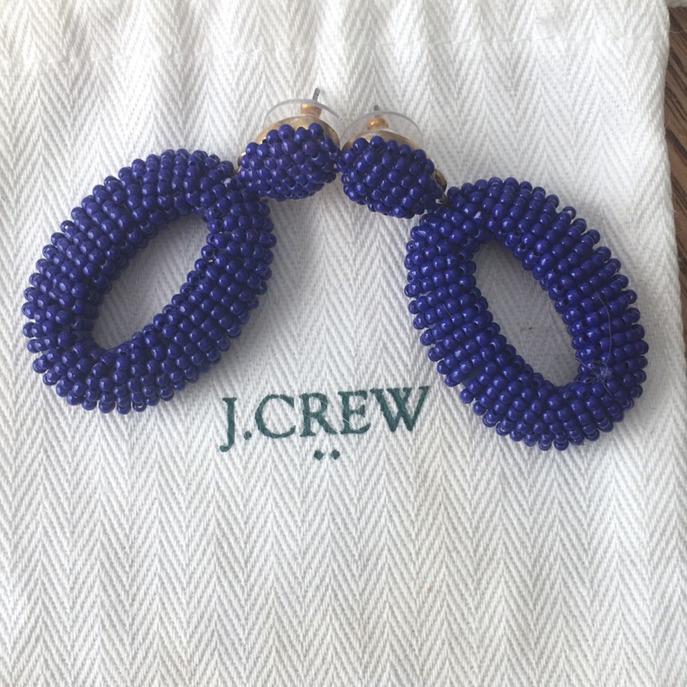 J Crew Cobalt Beaded Statement Earrings